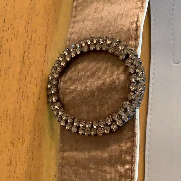 Watters Accessories - Vintage Rhinestone Buckle Custom Made Dupioni Silk Blush Gown Belt Sash only